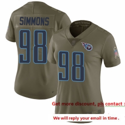 Titans 98 Jeffery Simmons Olive Women Stitched Football Limited 2017 Salute to Service Jersey