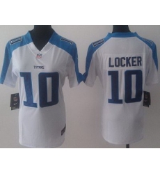 Women Nike Tennessee Titans 10 Jake Locker White NFL Jerseys