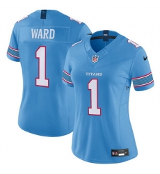 Women Tennessee Titans  1 Cameron Ward Light Blue 2026 F U S E  Vapor Limited Stitched Football Jersey