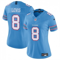 Women Tennessee Titans  8 Will Levis Light Blue 2026 F U S E  Vapor Limited Stitched Football Jersey