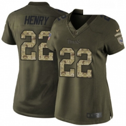 Womens Nike Tennessee Titans 22 Derrick Henry Elite Green Salute to Service NFL Jersey