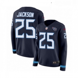 Womens Nike Tennessee Titans 25 Adoree Jackson Limited Navy Blue Therma Long Sleeve NFL Jersey