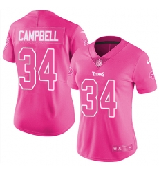 Womens Nike Titans #34 Earl Campbell Pink  Stitched NFL Limited Rush Fashion Jersey