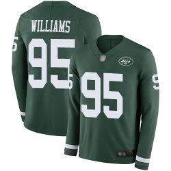 Jets 95 Quinnen Williams Green Team Color Men Stitched Football Limited Therma Long Sleeve Jersey