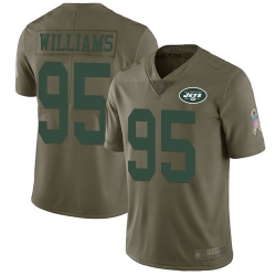 Jets 95 Quinnen Williams Olive Men Stitched Football Limited 2017 Salute To Service Jersey