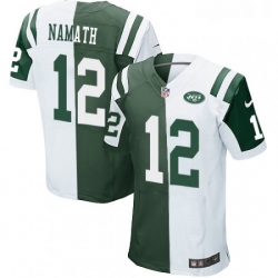 Mens Nike New York Jets 12 Joe Namath Elite GreenWhite Split Fashion NFL Jersey