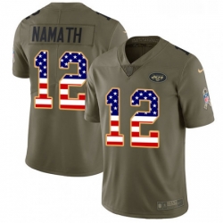 Mens Nike New York Jets 12 Joe Namath Limited OliveUSA Flag 2017 Salute to Service NFL Jersey