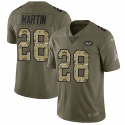 Mens Nike New York Jets 28 Curtis Martin Limited OliveCamo 2017 Salute to Service NFL Jersey