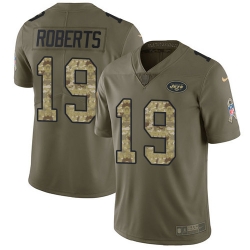 Nike Jets 19 Andre Roberts Olive Camo Mens Stitched NFL Limited 2017 Salute to Service Jersey