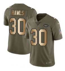 Nike Jets #30 Thomas Rawls Olive Gold Mens Stitched NFL Limited 2017 Salute To Service Jersey