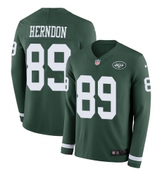 Nike Jets #89 Chris Herndon Green Team Color Men Stitched NFL Limited Therma Long Sleeve Jersey