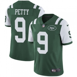 Nike Jets #9 Bryce Petty Green Team Color Mens Stitched NFL Vapor Untouchable Limited Jersey