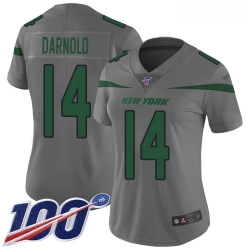 Jets #14 Sam Darnold Gray Women Stitched Football Limited Inverted Legend 100th Season Jersey