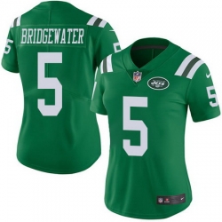 Nike Jets #5 Teddy Bridgewater Green Womens Stitched NFL Limited Rush Jersey