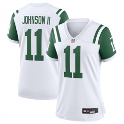 Women New York Jets 11 Jermaine Johnson II White Classic Alternate Stitched Jersey