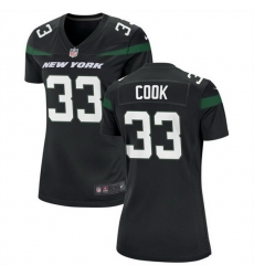 Women New York Jets 33 Dalvin Cook Black Stitched Football Jersey  Run Small