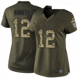 Womens Nike New York Jets 12 Joe Namath Elite Green Salute to Service NFL Jersey