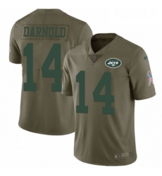 Youth Nike New York Jets 14 Sam Darnold Limited Olive 2017 Salute to Service NFL Jersey