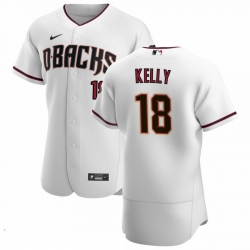 Men Arizona Diamondbacks 18 Carson Kelly Men Nike White Crimson Flex Base Home Team MLB Jersey