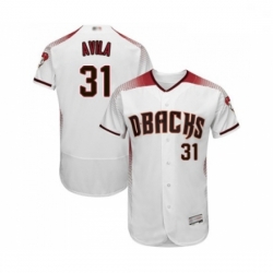 Mens Arizona Diamondbacks 31 Alex Avila White Home Authentic Collection Flex Base Baseball Jersey