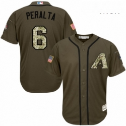 Mens Majestic Arizona Diamondbacks 6 David Peralta Authentic Green Salute to Service MLB Jersey 