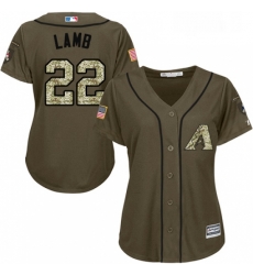 Womens Majestic Arizona Diamondbacks 22 Jake Lamb Replica Green Salute to Service MLB Jersey 