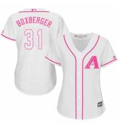 Womens Majestic Arizona Diamondbacks 31 Brad Boxberger Replica White Fashion MLB Jersey 