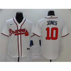 Braves 10 Chipper Jones White 2020 Nike Cool Base Jersey