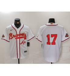 Men Atlanta Braves 17 Andy Messersmith WhiteGold World Series Champions Cool Base Stitched Baseball Jersey 465