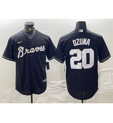 Men Atlanta Braves 20 Marcell Ozuna Black Cool Base Stitched Baseball Jersey