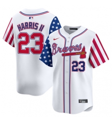 Men Atlanta Braves 23 Michael Harris II White 2024 Independence Day Vapor Limited Stitched Baseball Jersey