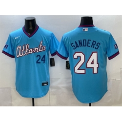 Men Atlanta Braves  24 Deion Sanders Powder Blue 2026 City Connect Stadium Stitched Baseball Jersey
