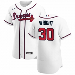 Men Atlanta Braves 30 Kyle Wright Men Nike White Home 2020 Flex Base Player MLB Jersey