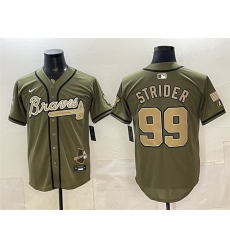 Men Atlanta Braves  99 Spencer Strider Olive 2026 Armed Forces Day Stitched Baseball Jersey