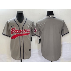 Men Atlanta Braves Blank Gray Cool Base With Patch Stitched Baseball Jersey