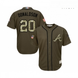 Mens Atlanta Braves 20 Josh Donaldson Authentic Green Salute to Service Baseball Jersey 