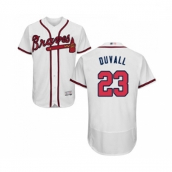 Mens Atlanta Braves 23 Adam Duvall White Home Flex Base Authentic Collection Baseball Jersey