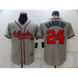 Men's Atlanta Braves #24 Deion Sanders Gray Nike MLB Jersey