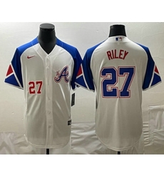 Men's Atlanta Braves #27 Austin Riley Number White 2023 City Connect Cool Base Stitched Jersey