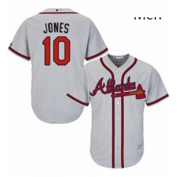 Mens Majestic Atlanta Braves 10 Chipper Jones Replica Grey Road Cool Base MLB Jersey