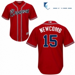 Mens Majestic Atlanta Braves 15 Sean Newcomb Replica Red Alternate Cool Base MLB Jersey 