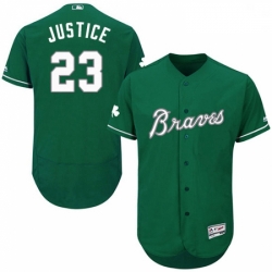 Mens Majestic Atlanta Braves 23 David Justice Green Celtic Flexbase Authentic Collection MLB Jersey