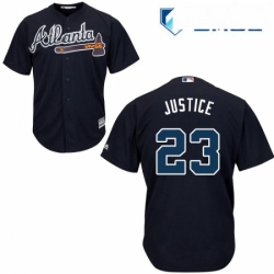 Mens Majestic Atlanta Braves 23 David Justice Replica Blue Alternate Road Cool Base MLB Jersey