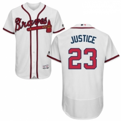 Mens Majestic Atlanta Braves 23 David Justice White Home Flex Base Authentic Collection MLB Jersey