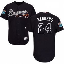 Mens Majestic Atlanta Braves 24 Deion Sanders Navy Blue Alternate Flex Base Authentic Collection MLB Jersey