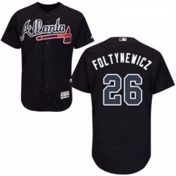 Mens Majestic Atlanta Braves 26 Mike Foltynewicz Navy Blue Alternate Flex Base Authentic Collection MLB Jersey