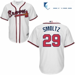 Mens Majestic Atlanta Braves 29 John Smoltz Replica White Home Cool Base MLB Jersey