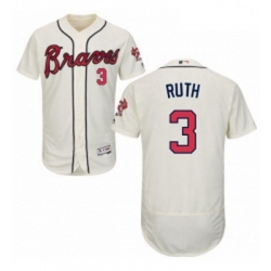 Mens Majestic Atlanta Braves 3 Babe Ruth Cream Alternate Flex Base Authentic Collection MLB Jersey