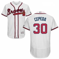 Mens Majestic Atlanta Braves 30 Orlando Cepeda White Home Flex Base Authentic Collection MLB Jersey