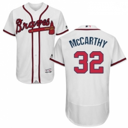 Mens Majestic Atlanta Braves 32 Brandon McCarthy White Home Flex Base Authentic Collection MLB Jersey